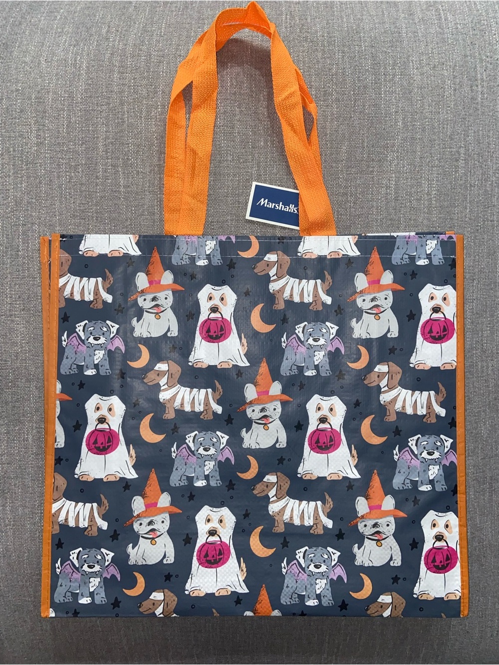 Halloween Tote Bag With Spooky Dogs in Orange, Navy, Pink— NEW!